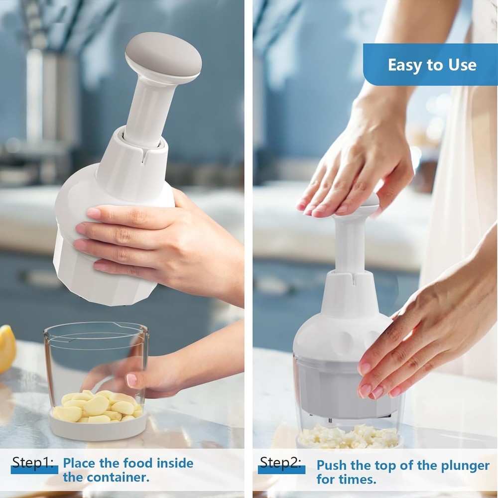 Pampered Chef Push Function Food Chopper #2585 - White- FREE SHIPPING