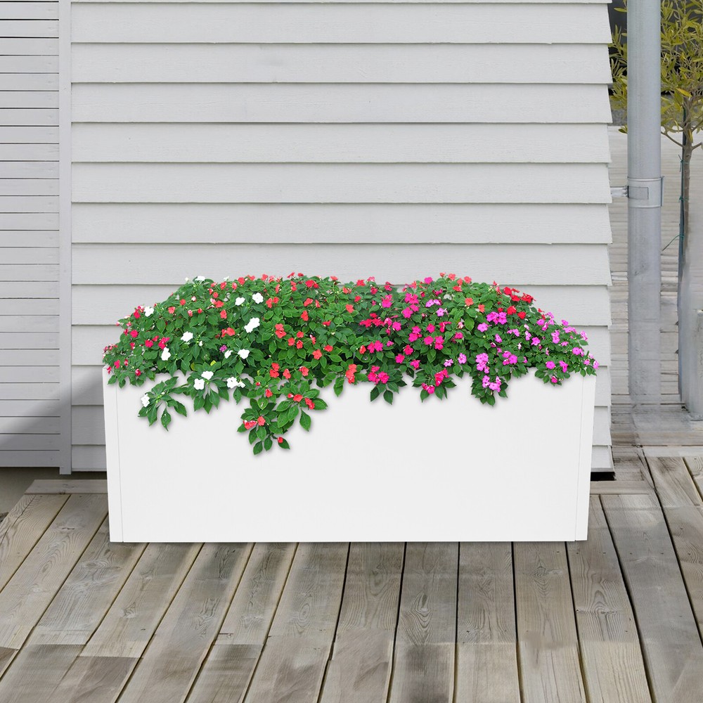 38*15*15in Outdoor Modern Rectangular Planter Box White For Walkways Entrances