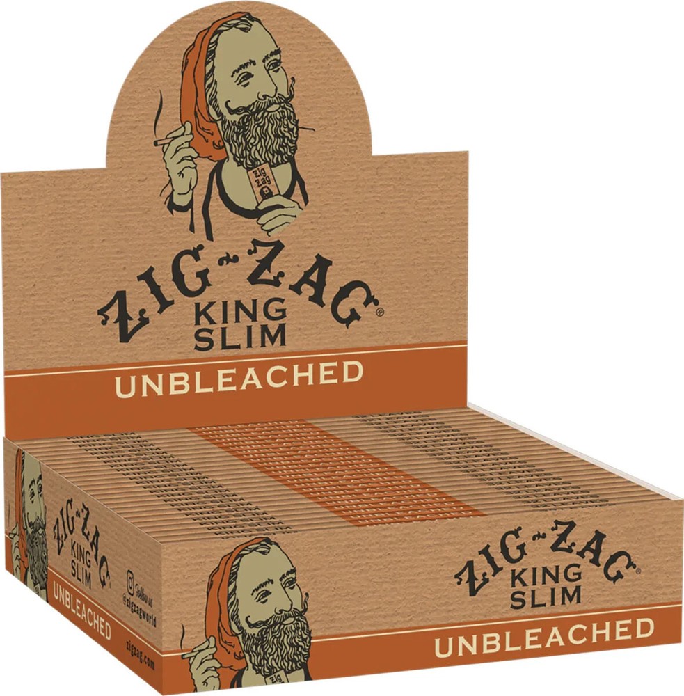 😎X4 ZIG ZAG UNBLEACHED SLIM KING SIZE CIGARETTE PAPERS✨4 BOOKLETS👀