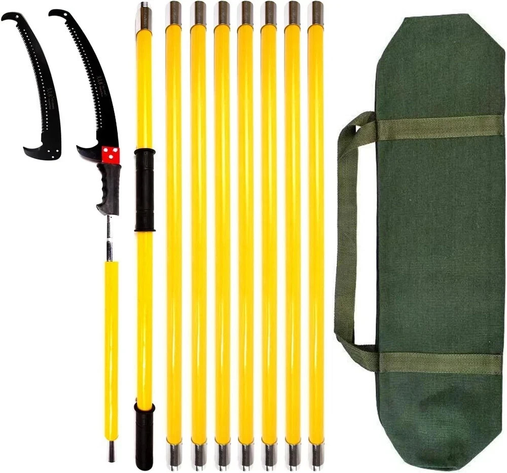 30 Feet Tree Pole Pruner, Durable Trimmers Handle, Manual Yellow