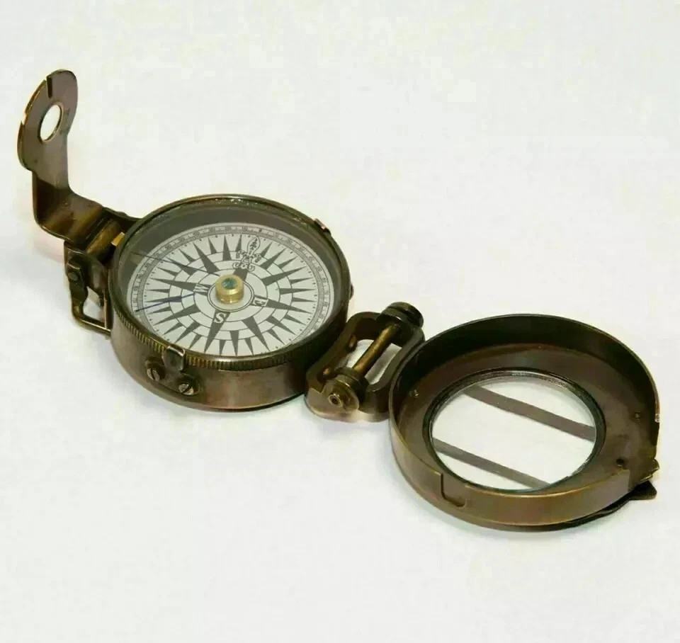 WWII Style Brass Pocket Compass Gift