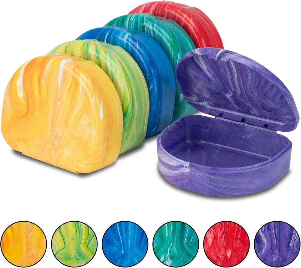 3 Pack Assorted Marble Retainer Cases - Perfect for Aligners & Mouth Guards