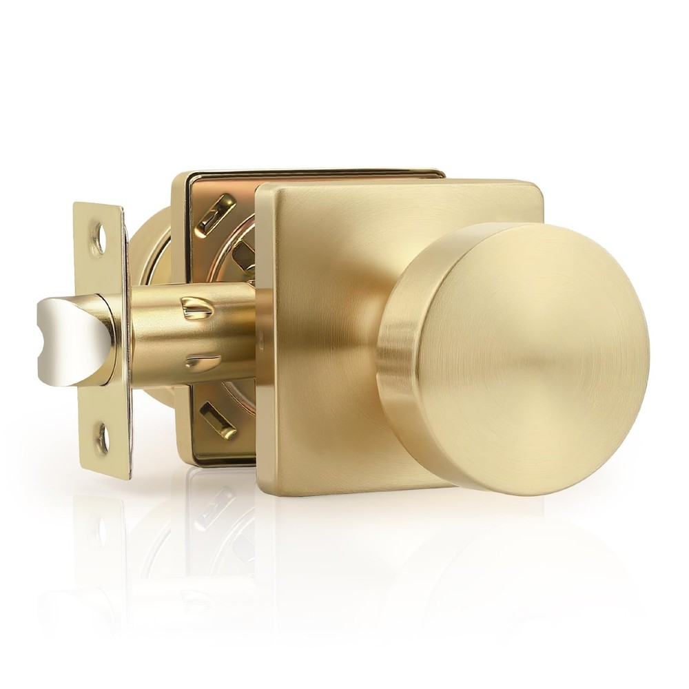 Probrico Bulk Passage Door Knobs Interior 10 Pack, Brushed Gold Square