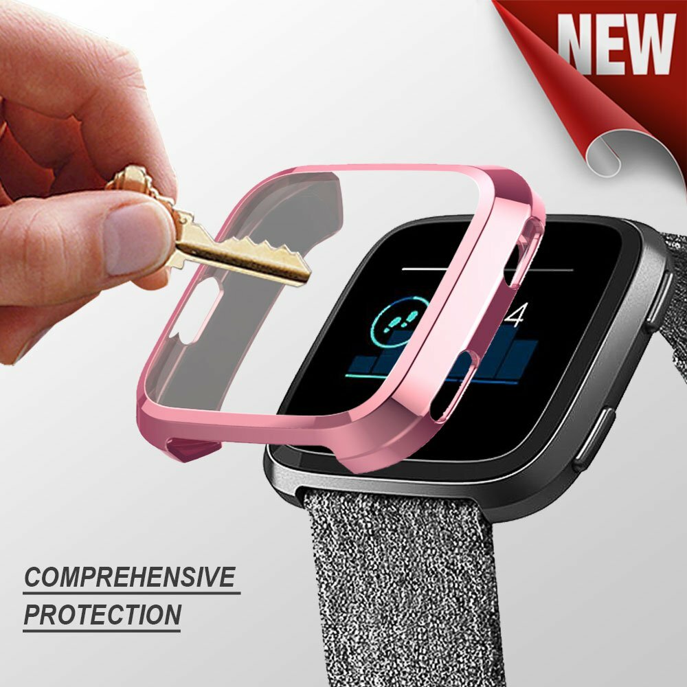 Silicone Protective TPU Frame Cover Case with Screen Protector For Fitbit Versa