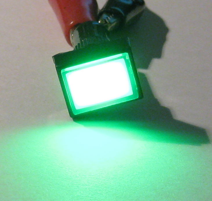 Panel Mount Rectangular LED Indicator - Green - Plastic Case - 3 to 12 V DC