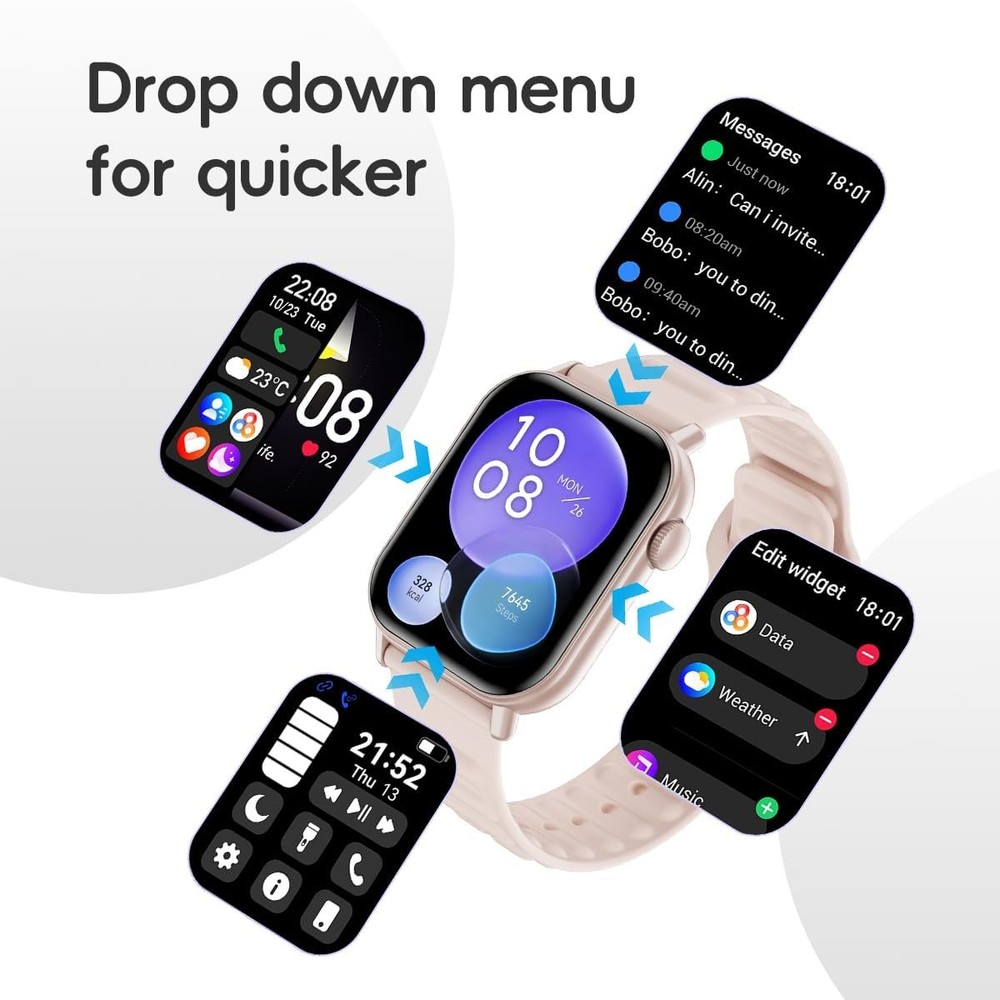 Reloj Inteligente De Pulsera Con Bluetooth Para Mujer Android y iOS iPhone 2026