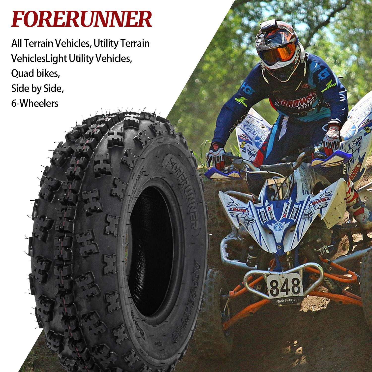 2 Front 22x7-10 6Ply ATV Tires 22x7x10 Sport All Terrain 22 7 10 Mud Tires
