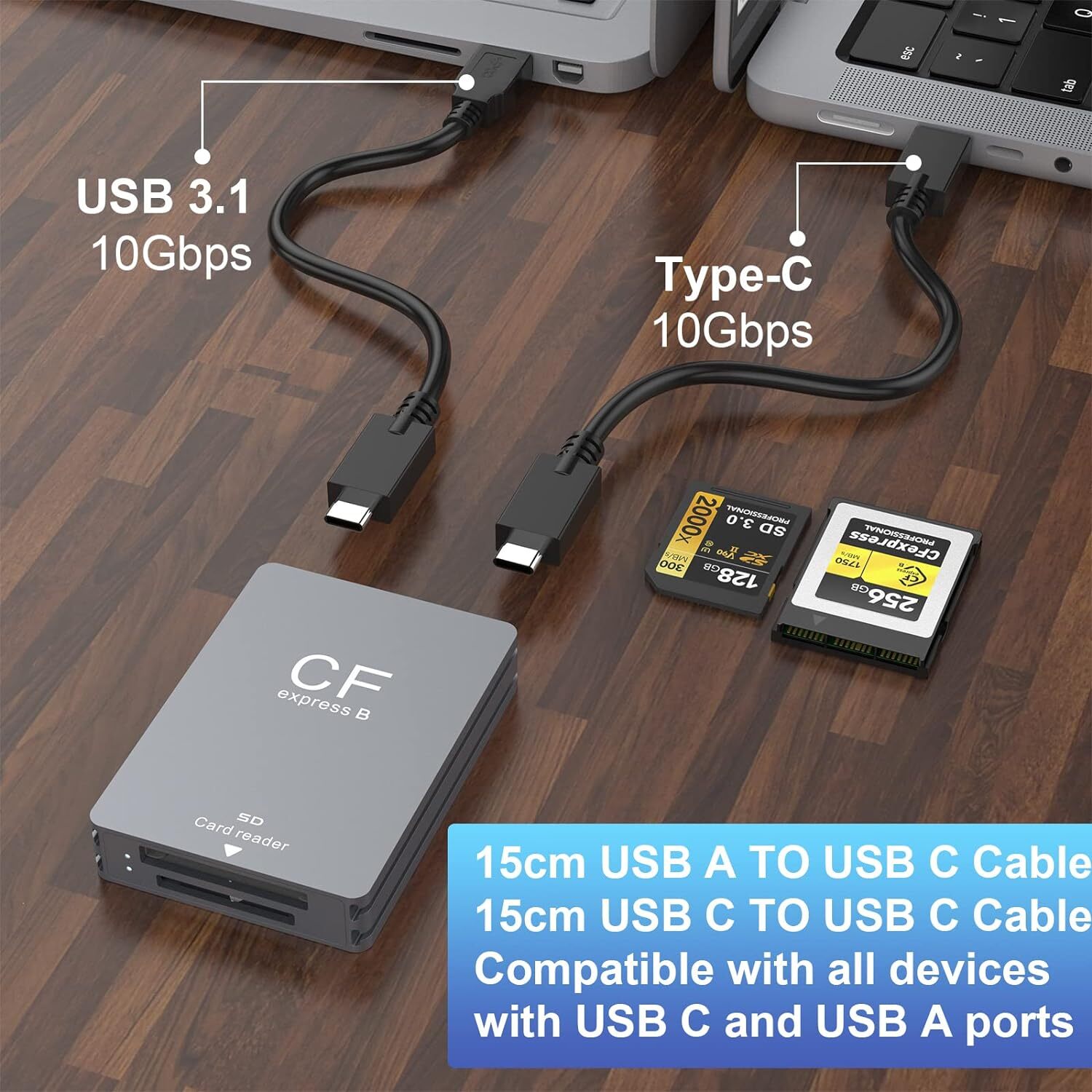 CFexpress Type B and SD Two-Slot Card Reader USB 3.1 Gen 2 10Gbps Type B Reader
