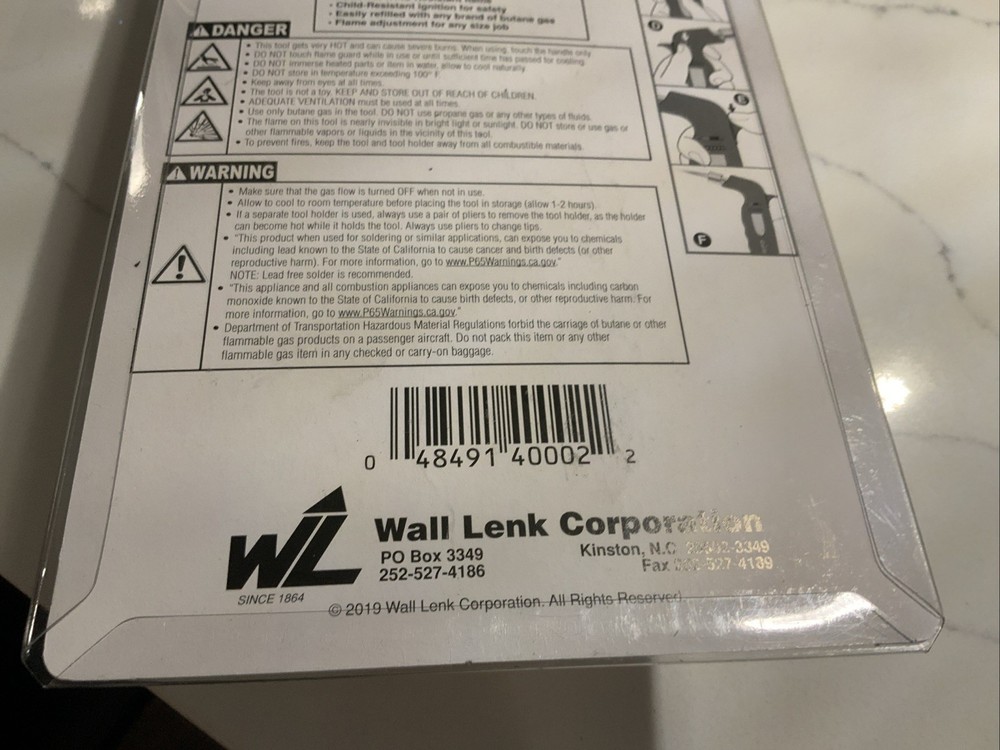 Wall Lenk Model LPT-200-1 Professional Butane Torch - NEW IN SEALED PACKAGE