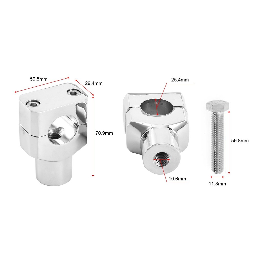Chrome 1" Handlebar Riser Mount Clamp For Harley Custom Springer Bobber Chopper