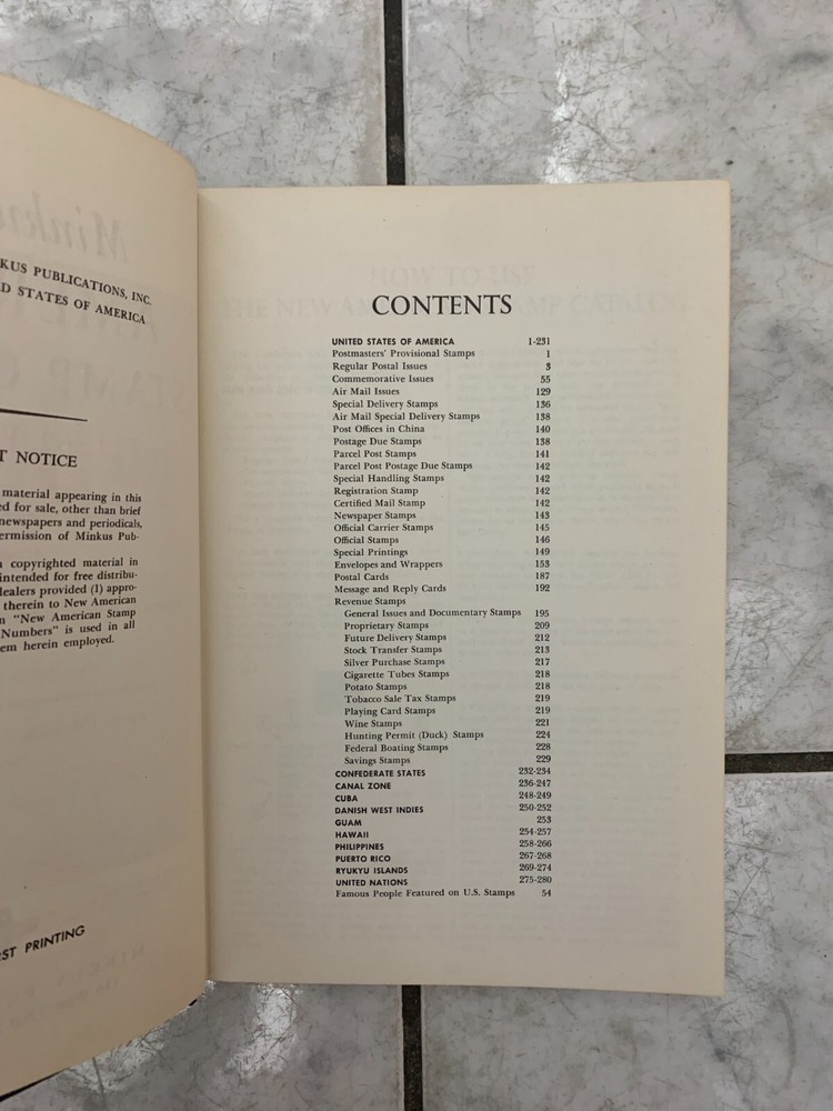 Minkus American Stamp Catalog 1962 Edition Hardcover