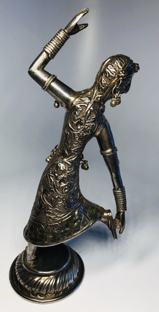 Antique Circa 1900 Engraved Sterling Silver Dancing Dangle Figure Dancer 9.5”