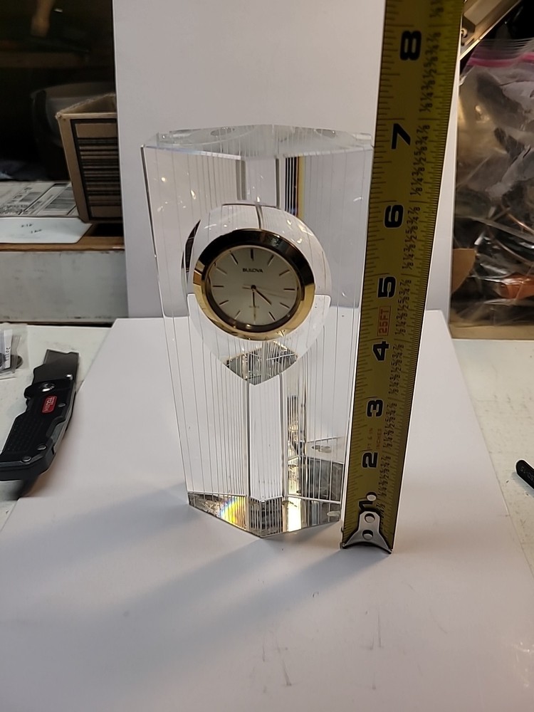 Bulova Heavy Paperweight Clock. Running