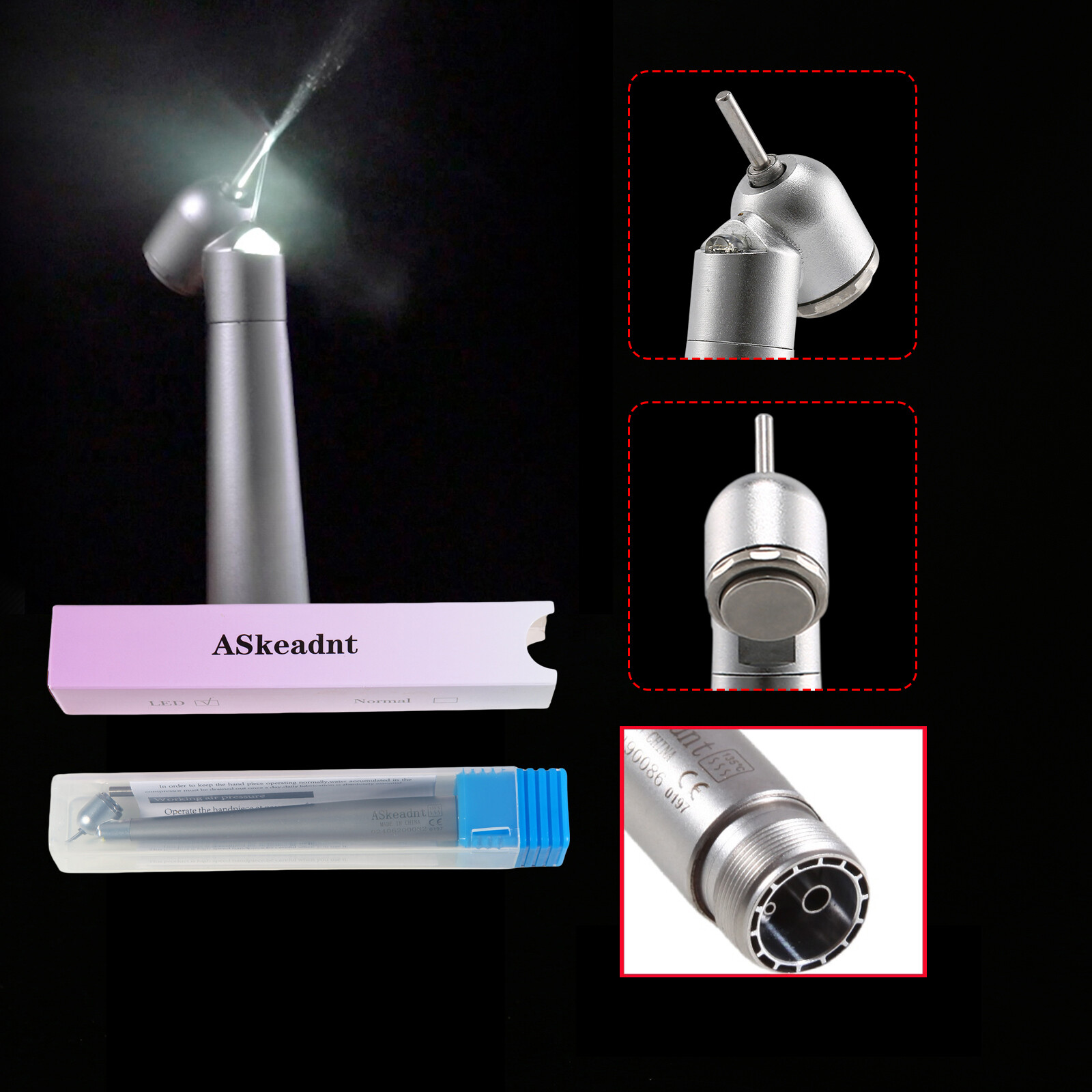 NSK Style Dental LED 45° Degree Surgical High Speed Handpiece Push Button 2 Hole