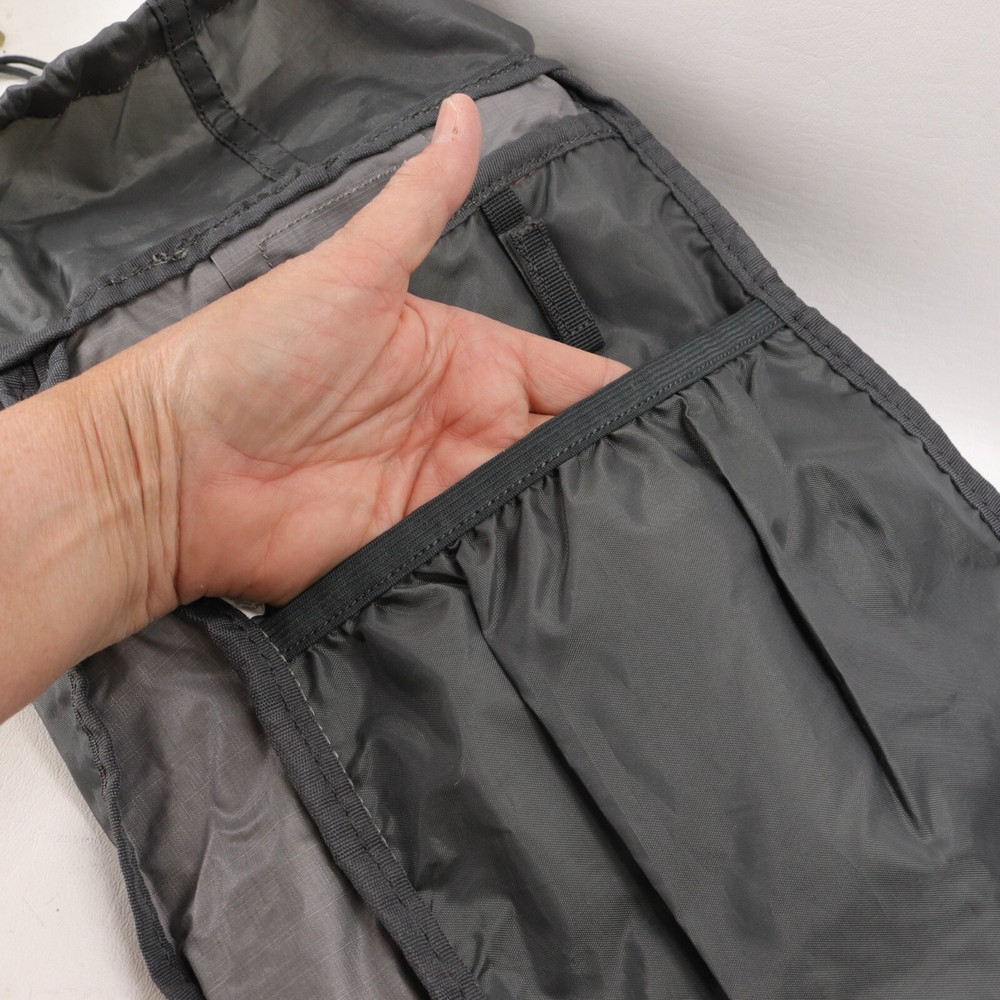 Ascend Backpack Water Resistant Hiking Light Pack Drawstring Folding Gray Nylon