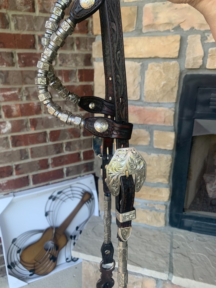 VINTAGE RUSTIC Sterling Silver Headstall - silver ferrules by Billy Royal