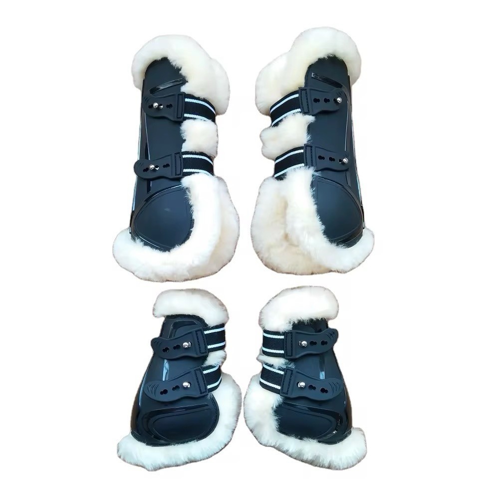 NEW Horse Tendón Boots with Full Australian Merino lambskin size L Set of 4