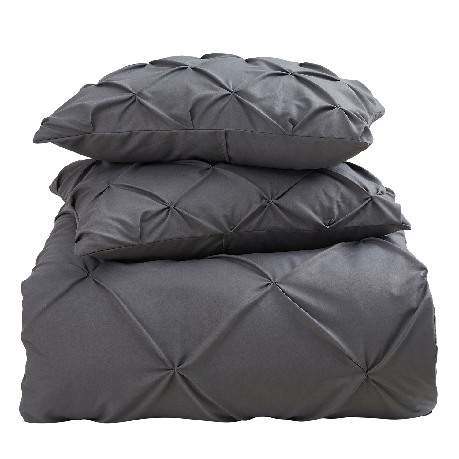 Pinch Pleat Duvet Cover Set, 3 Piece Luxurious Pintuck Comforter Cover by Nymbus