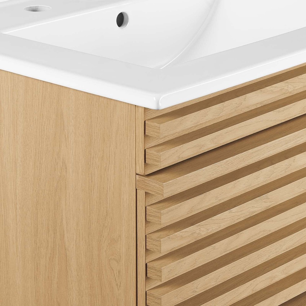 Modway Render 24" Wall-Mount Bathroom Vanity in Oak White