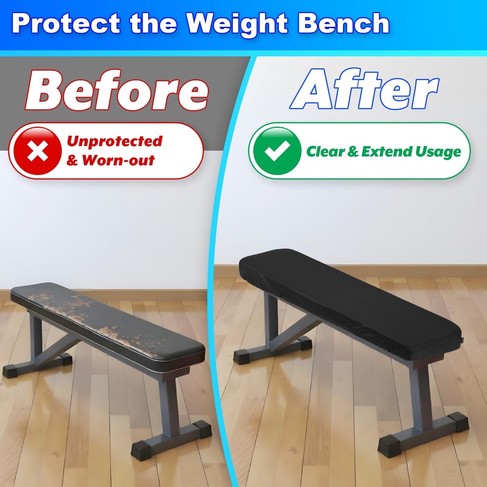 Weight Bench Cover, Gym & Workout Bench Protective Cover for Flat Exercise Si...
