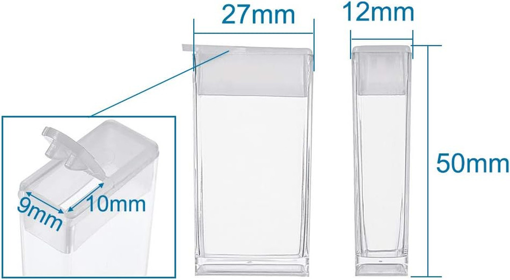 100 Pcs Plastic Flip Top Seed Bead Small Storage Containers 2x1 Rectangle Clear
