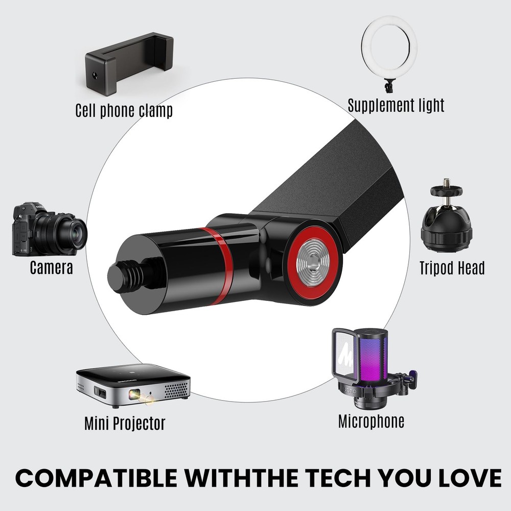 Projector Stand Desktop Foldable Stand with 1/4-Inch Thread, Height Adjustabl...