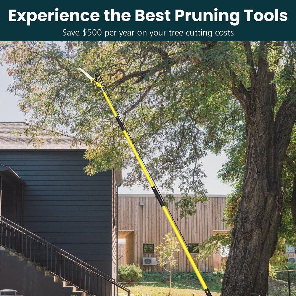 Manual Pole Saws for Tree Trimming 27 FT, Tree Trimmer Long Handle Pruner wit...