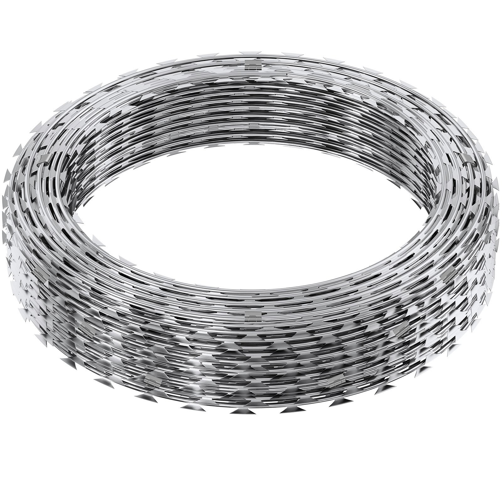 Galvanized Razor Wire, 3 Rolls Double Spiral Barbed Fencing for Garden Security