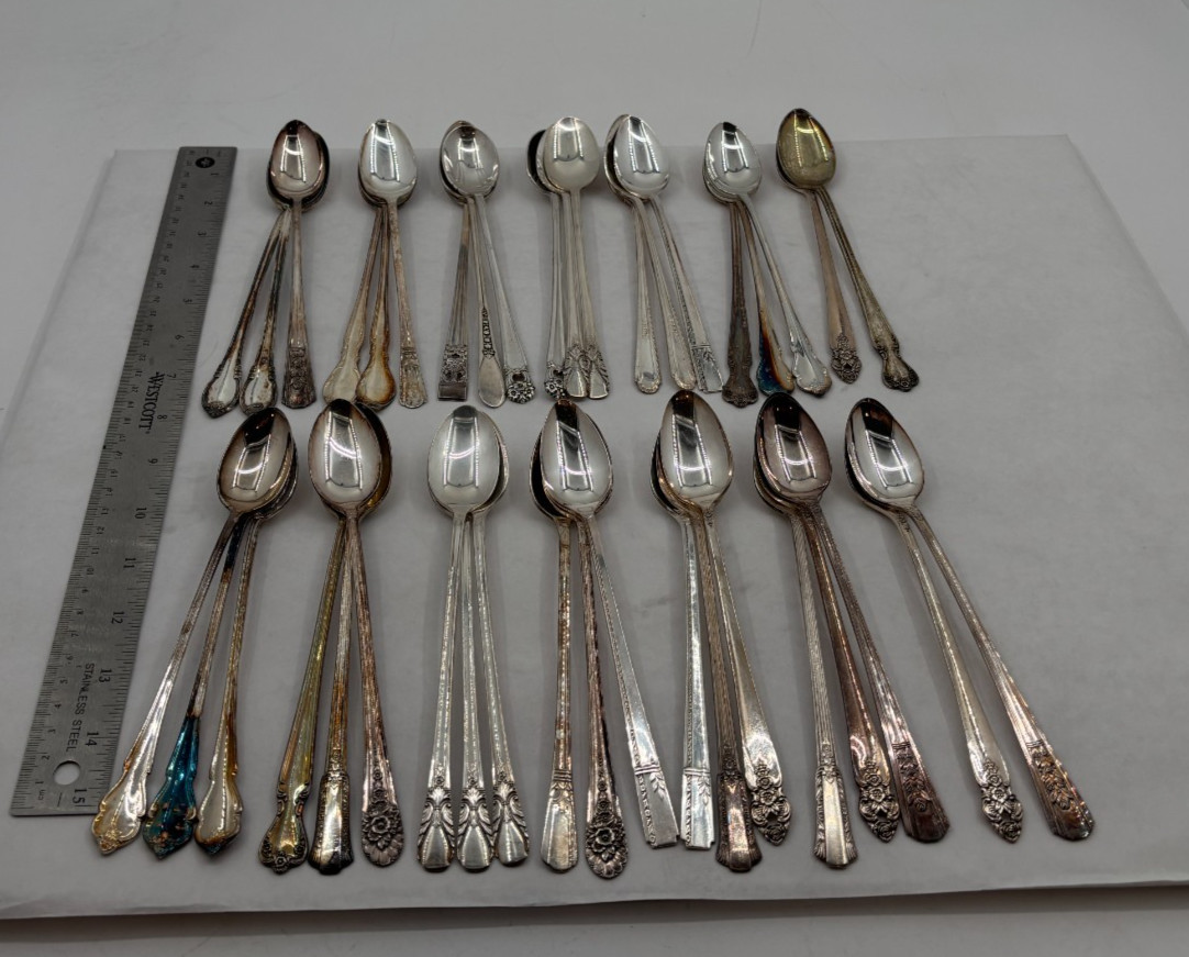 Lot of 40 Assorted Silverplate Iced Tea Spoons - Lot#337
