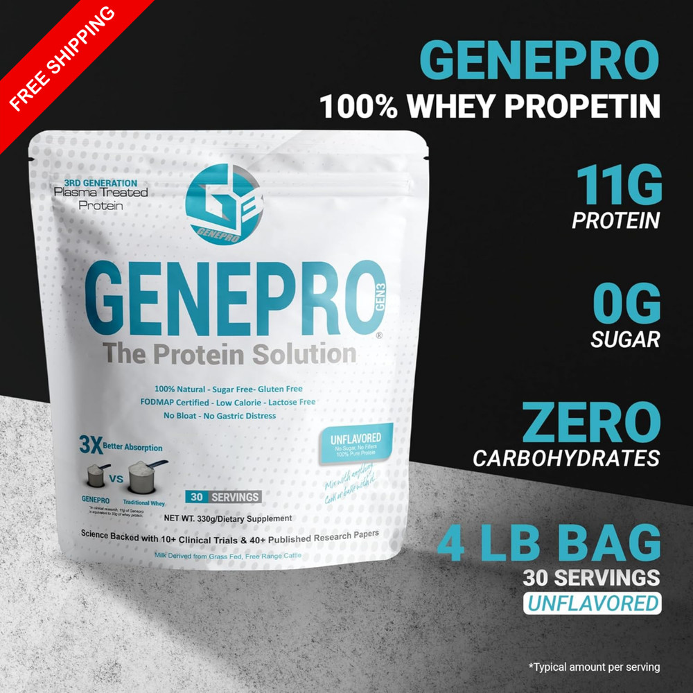 Genepro Protein Powder Unflavored 3rd Generation, 30 servings,
