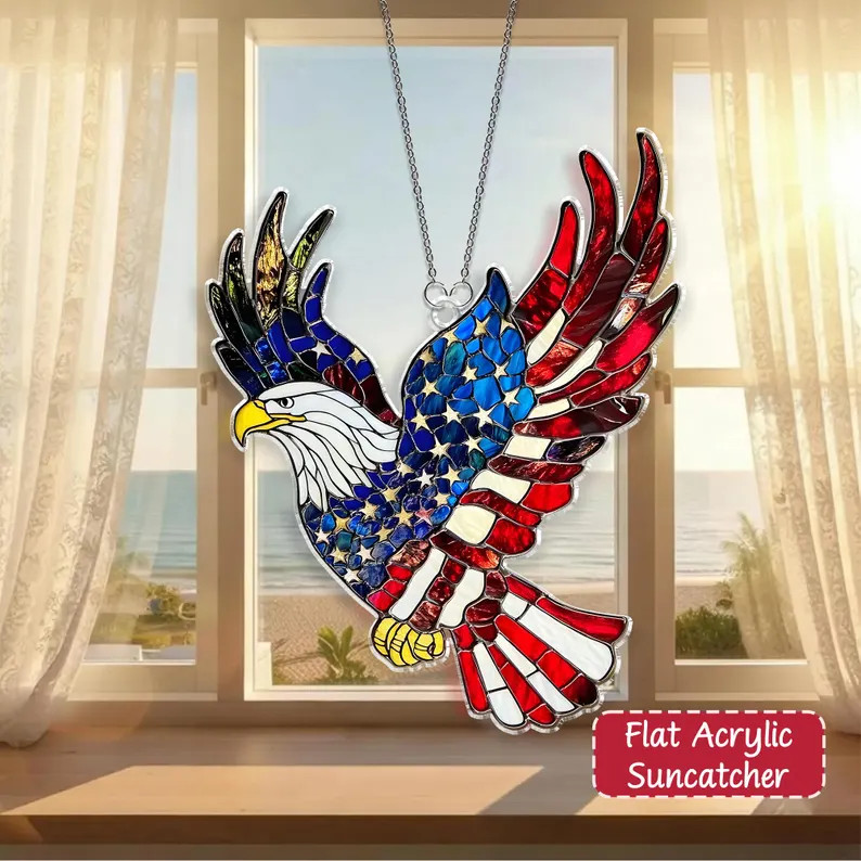 Patriotic Eagle Suncatcher Acrylic USA Window Decor