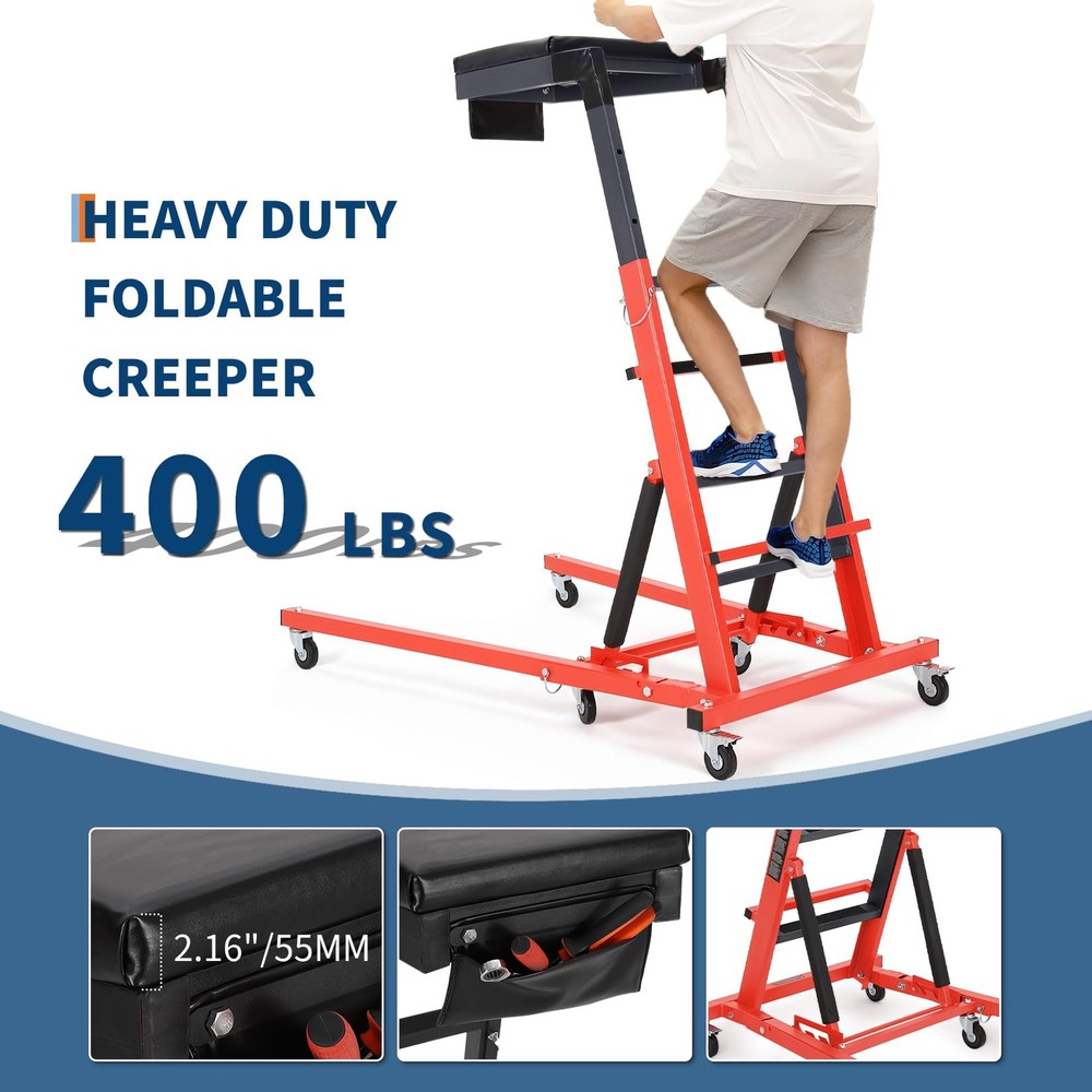 Foldable Automotive Topside Creeper ,Adjustable Height Engine Creeper & 6 Wheels