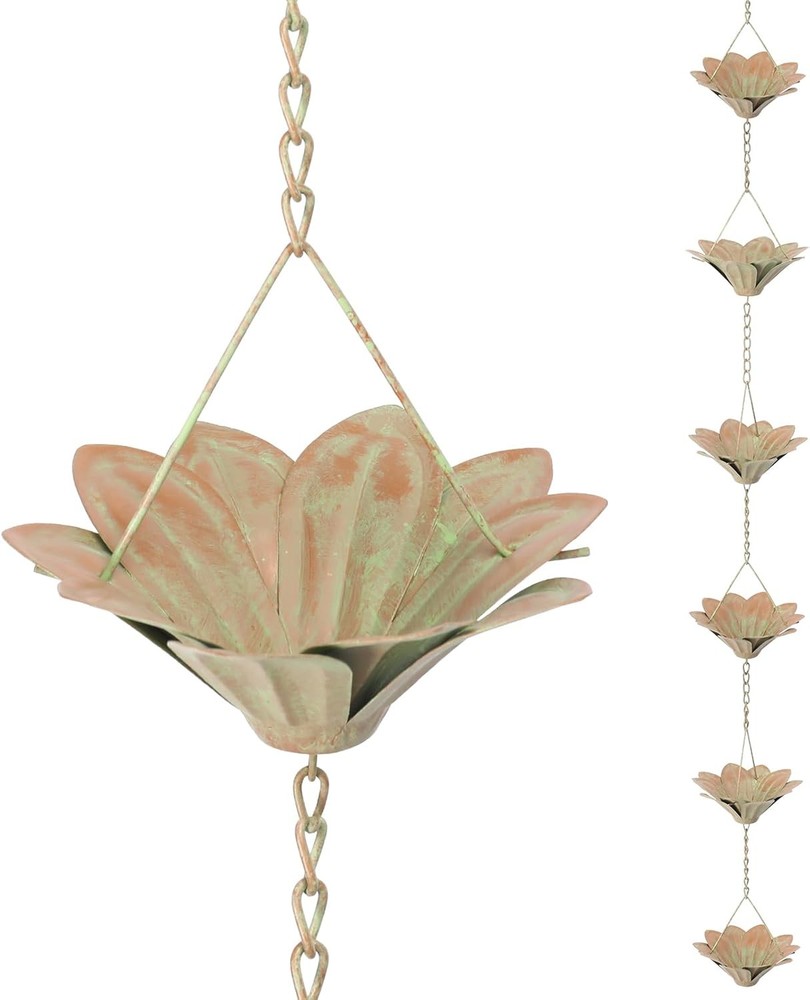 Rain Chain Set 5.6ft Flower Rain Chain Gutters,Functional & Decorative