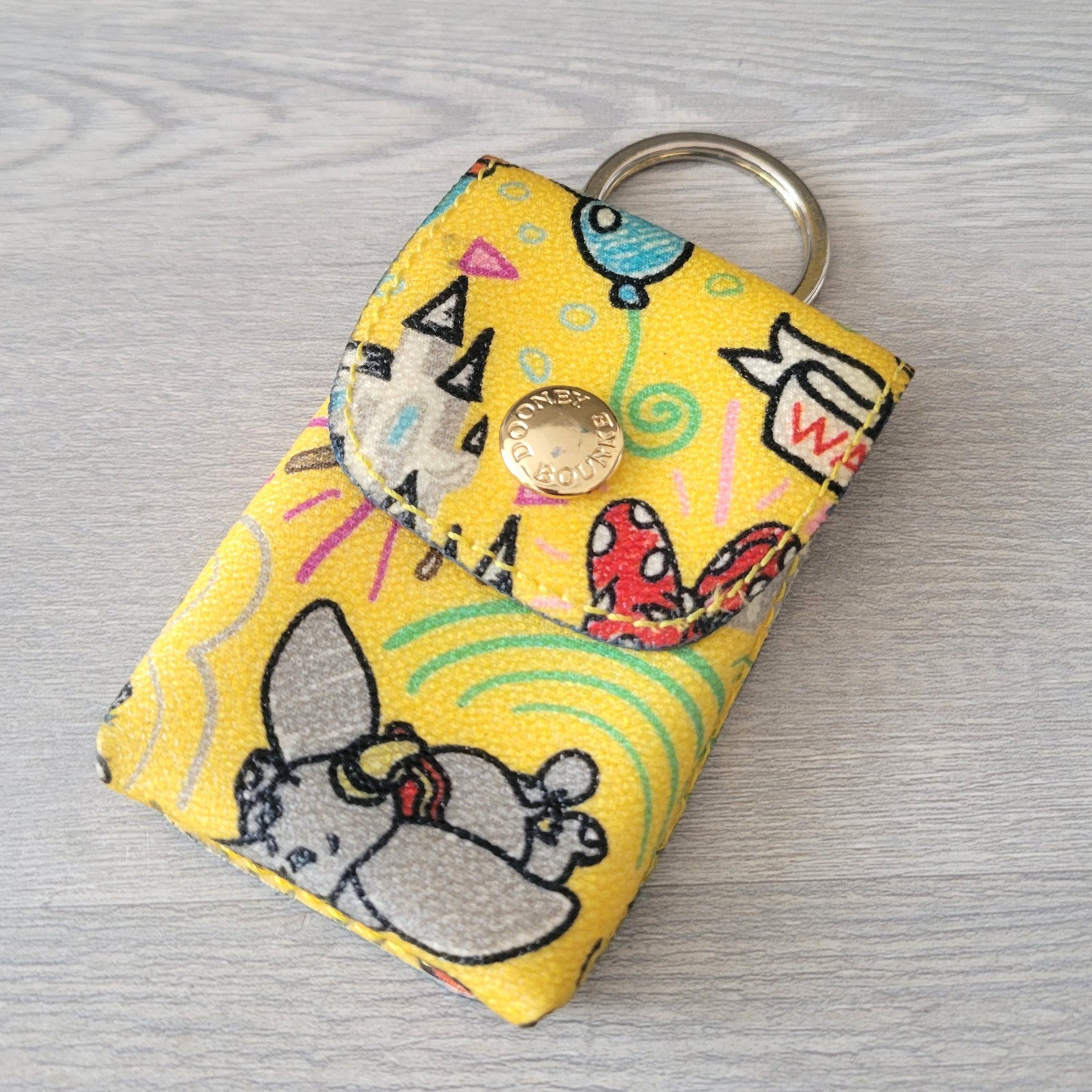 Dooney & Bourke Disney Parks Yellow Sketch Credit Card Key Fob Key Chain Ring