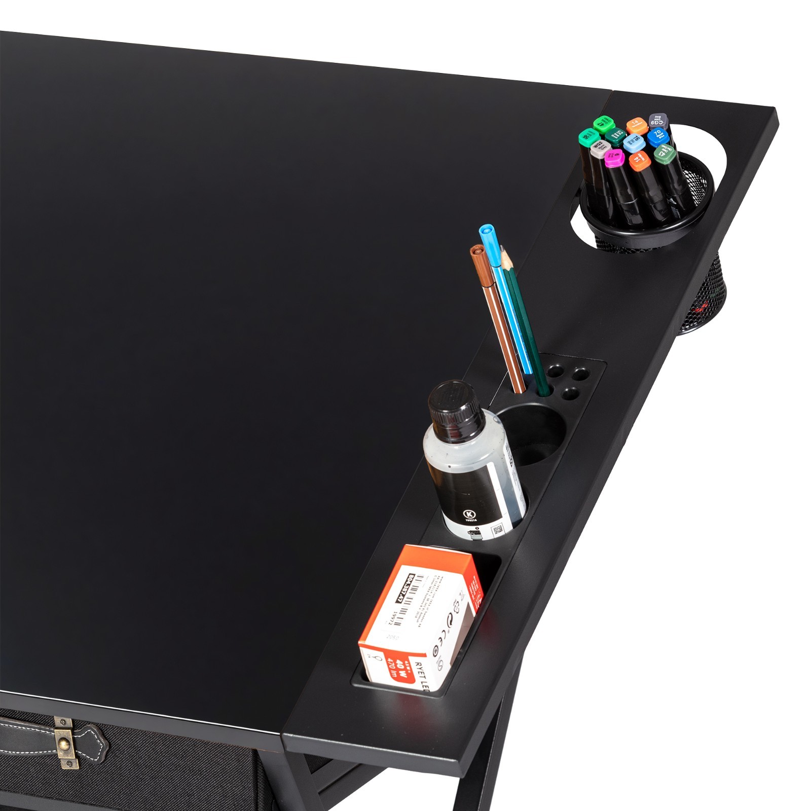 Vecelo Drafting Table Art Desk Art Table Adjustable Drawing Table w/Drawer Stool