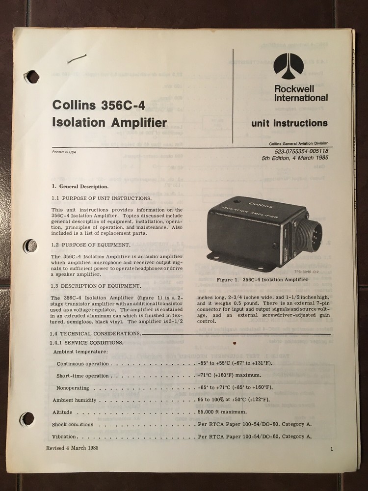 Collins 356C-4 Amplifier Service Manual