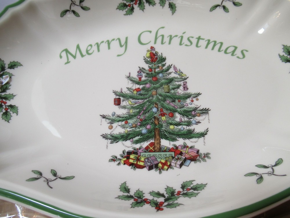 Spode Merry Christmas tree themed serving tray
