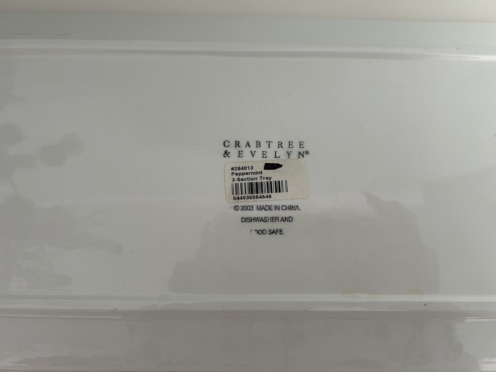 Crabtree & Evelyn Peppermint 3-Section Tray, NWT