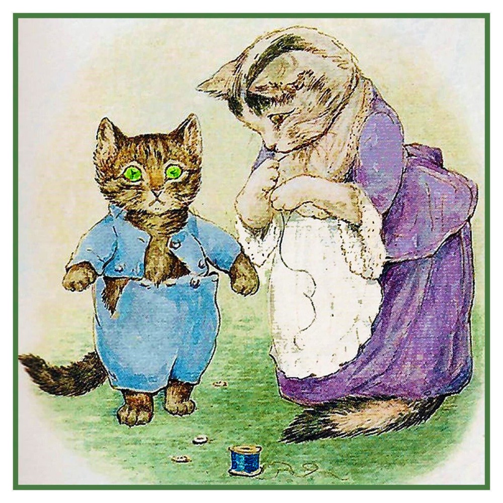 Beatrix Potter Mama Sews Tom Kitten Coat Counted Cross Stitch Chart Pattern
