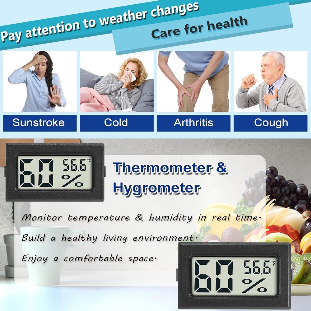 6Pcs Mini Digital LCD Indoor Thermometer Hygrometer Temperature Humidity Meter