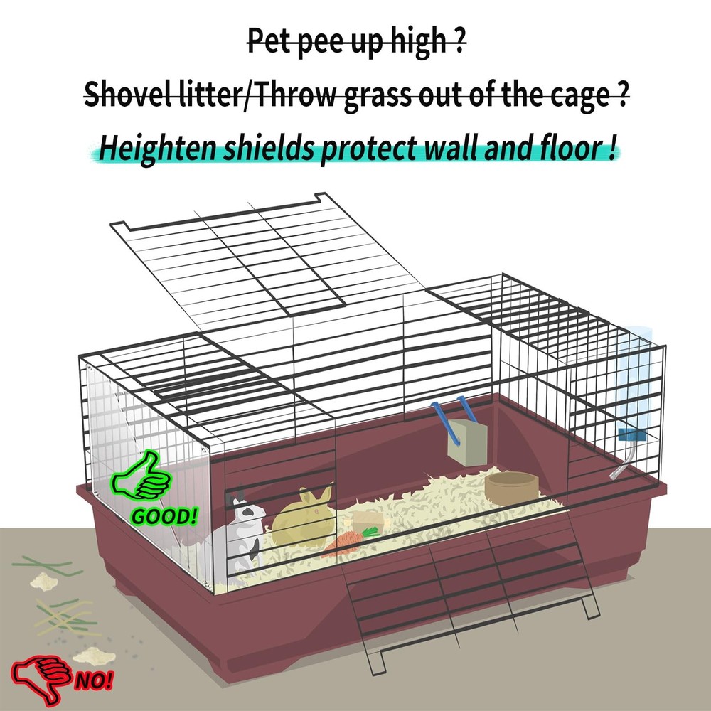 24 Pack Rabbit Splash Guard, 10'' x 8.2'' Pet Plastic Pee Shields Liner Prote...
