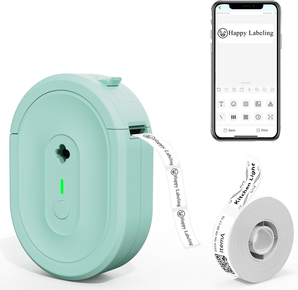 Label Maker Machine with Tape, Portable Bluetooth Label Makers, Inkless Mini Pri