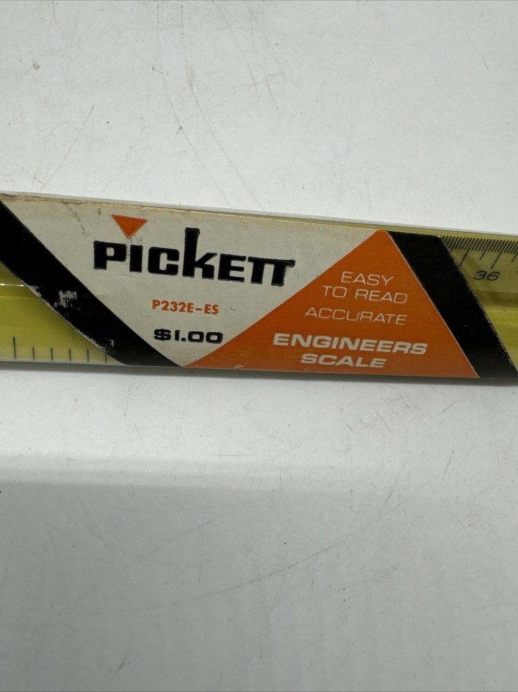 Vintage 12" PICKETT P-232E-ES Triangular Drafting Architects Scale Ruler