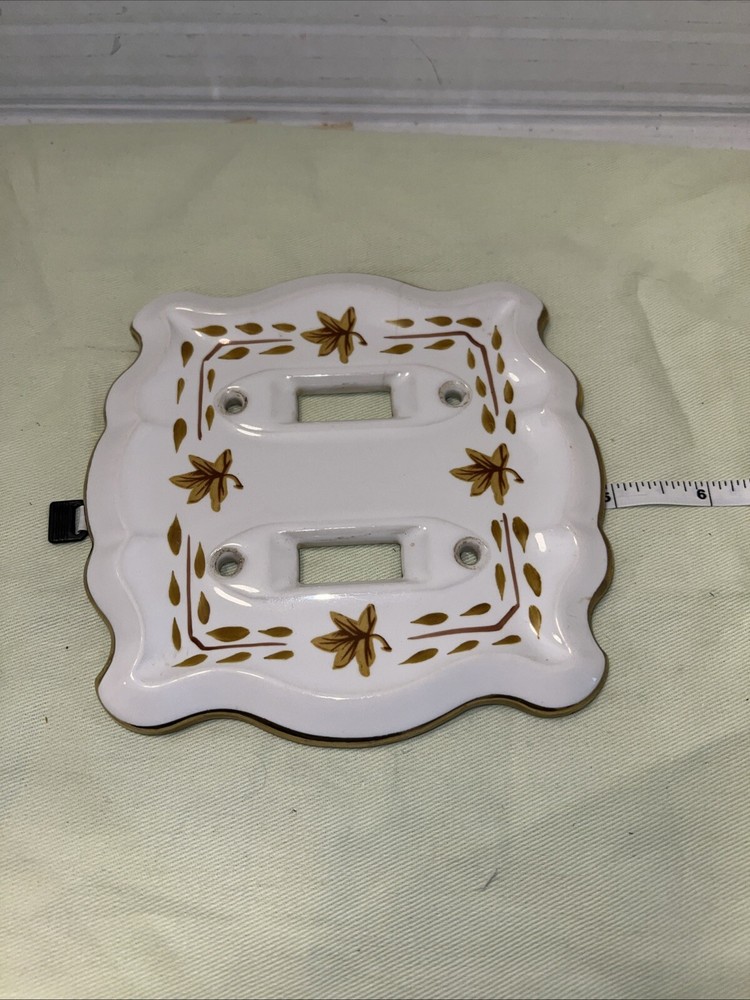 Vintage Porcelain Double Light Switch Fall Theme Plate