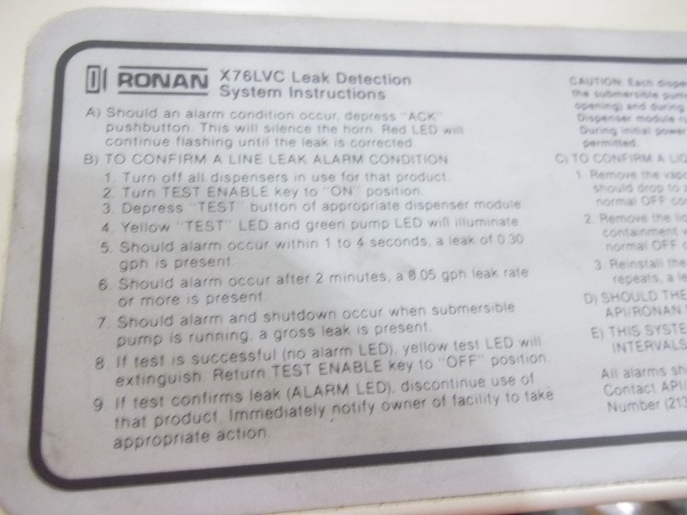 RONAN GOOD USED LEAK DETECTOR DETECTION CONTROLLER X76LVCS (245)