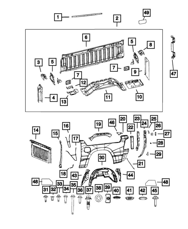 Genuine Mopar Box Side Brace Right 68444964aa
