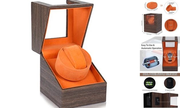 YOOHONG Automatic Single Watch Winder for Automatic Watches with Super Brown