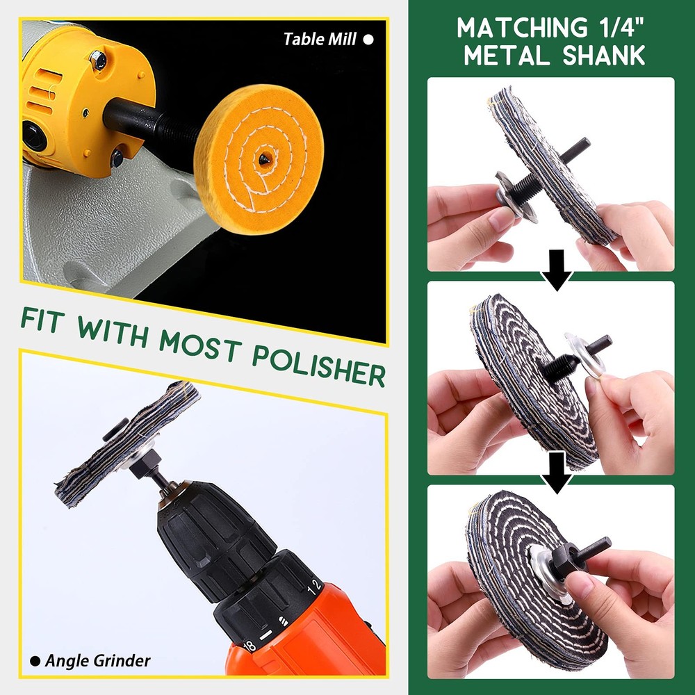 8Pcs 4inch Buffing Polishing Wheel Kit Includes Polishing Compounds, Buffer W...