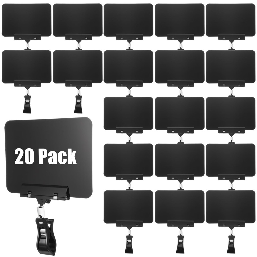 20 Pack Mini Plastic Chalkboard Sign with Clip, Double Head Rotating Display ...