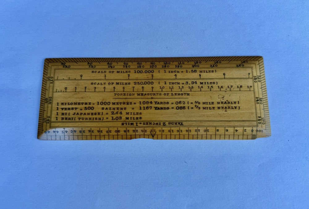 Vintage Original 6" Rectangular Protractor Map Scale Measuring Ruler Old Tool
